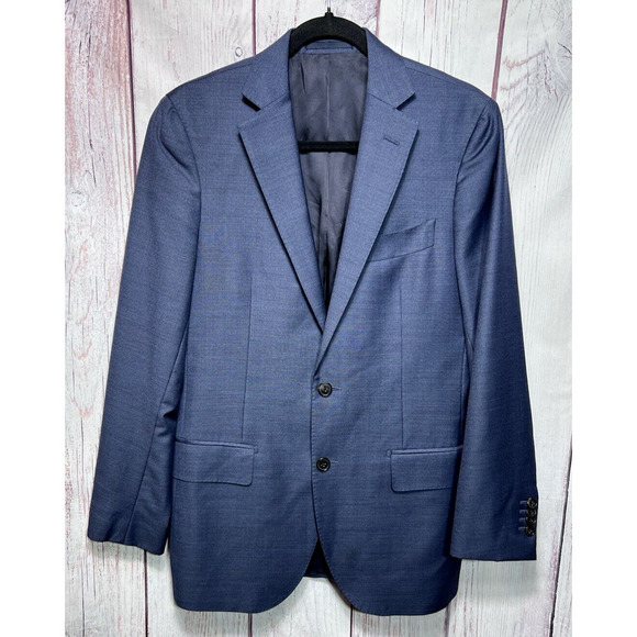 MJ BALE Mens Classic Suit Blazer Jacket 36R Navy Wool Bemberg Blend - Picture 1 of 11